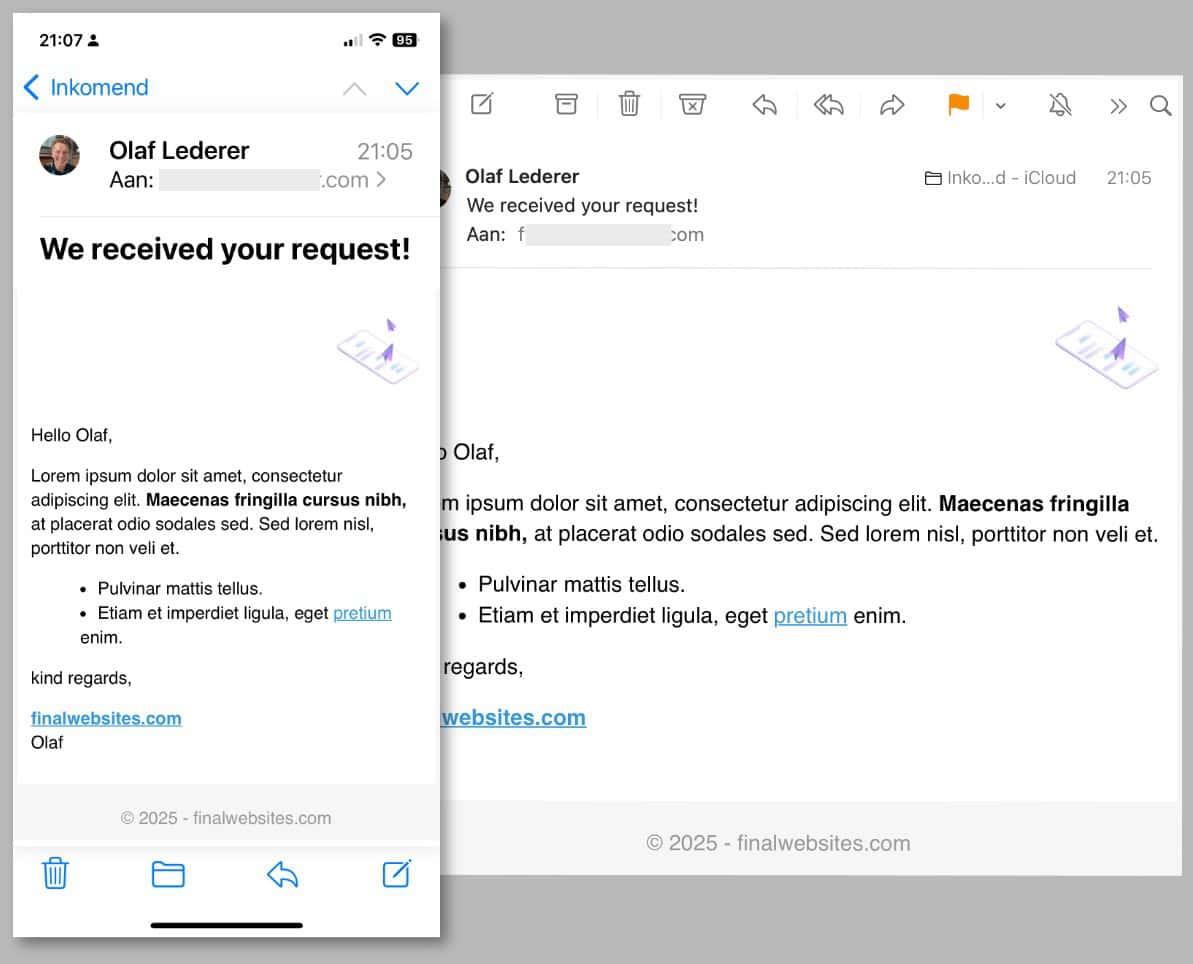 Screenshot autoresponder email