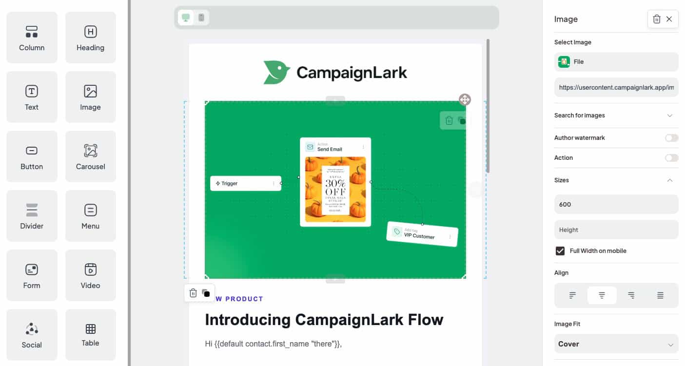 CampaignLark template editor